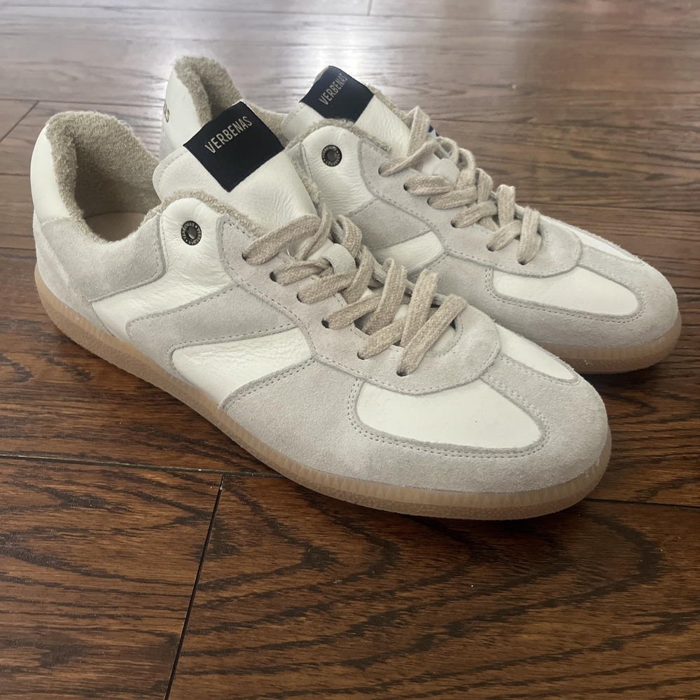 Verbenas Sora Suede Leather Sneakers White Grey GAT Gum Sole Sneakers 45/ 11.5